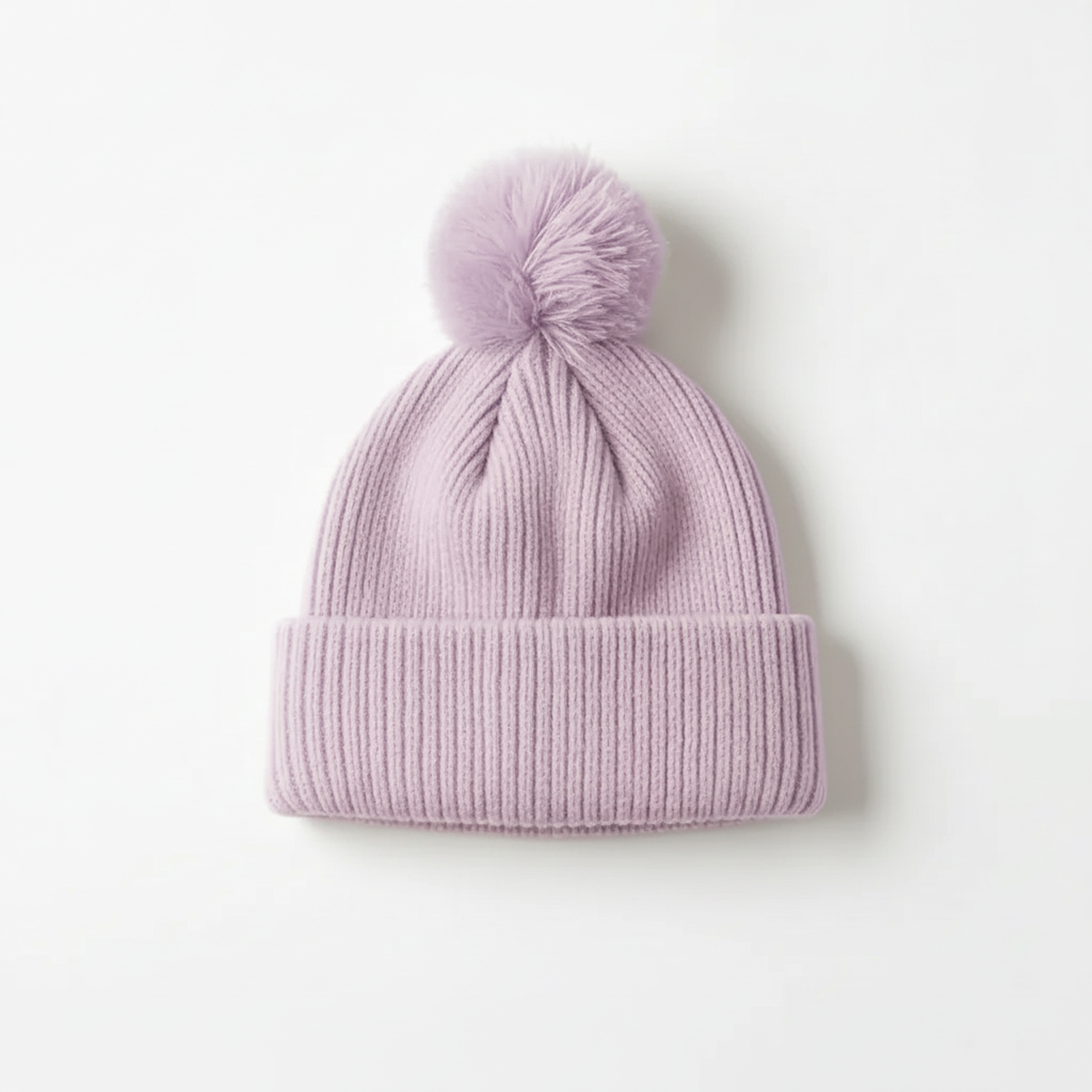 Ribbed Wool Beanie with Pompon - Image 3
